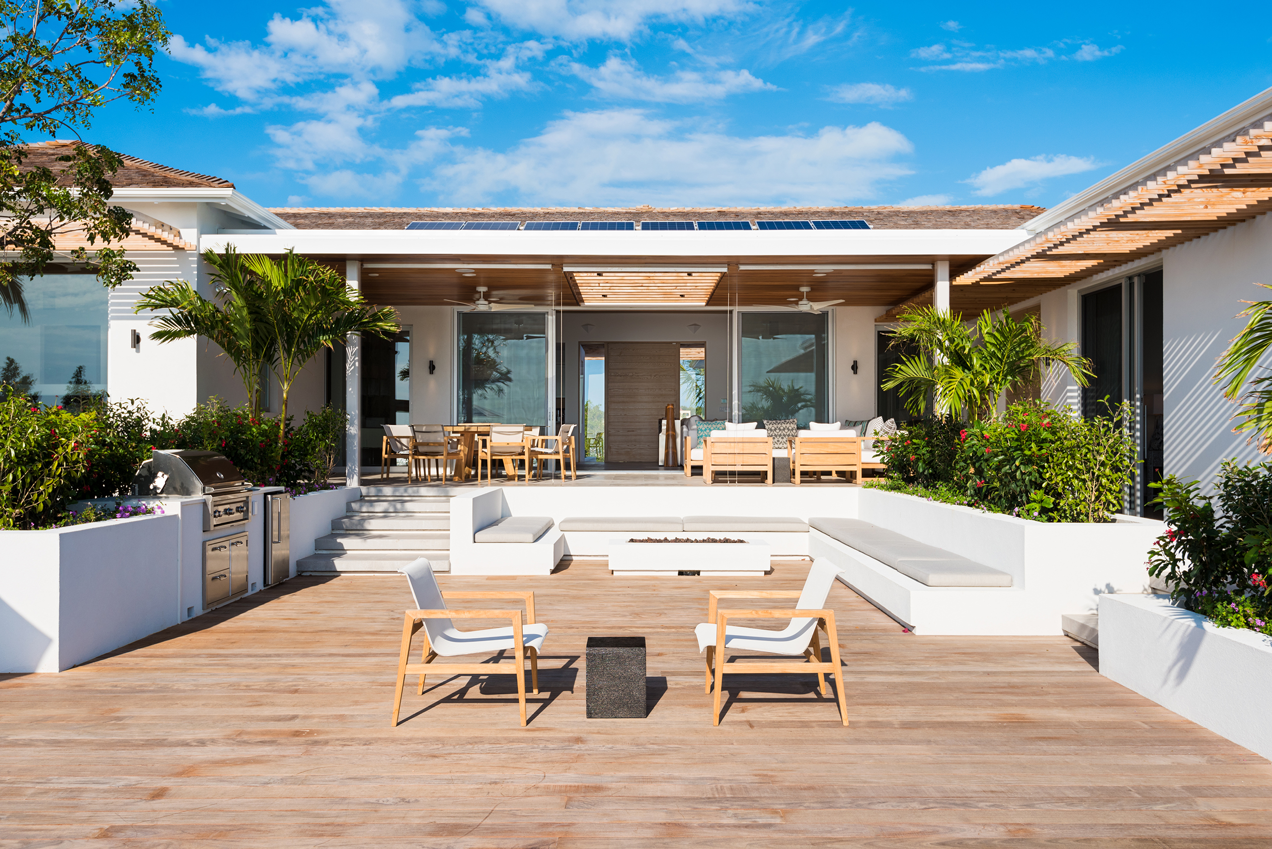 View of the swimming pool terrace at Hesperides House