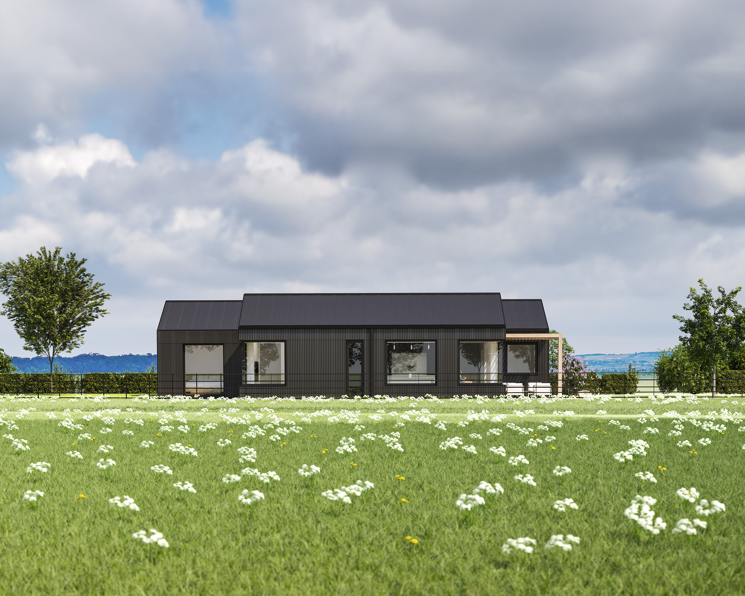 3d rendered view of the south-west elevation of Firs Field