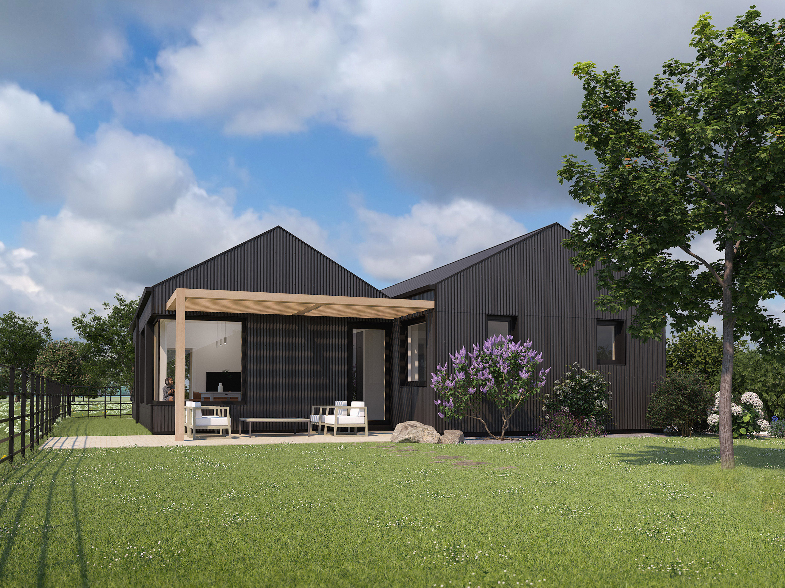 3d render view of the south garden