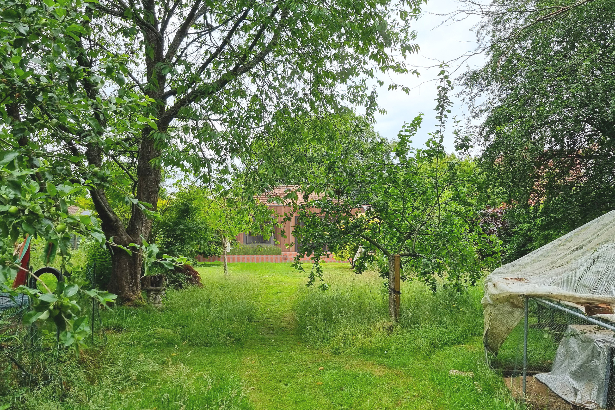 3d render of the proposed extension, viewed from the bottom of the site