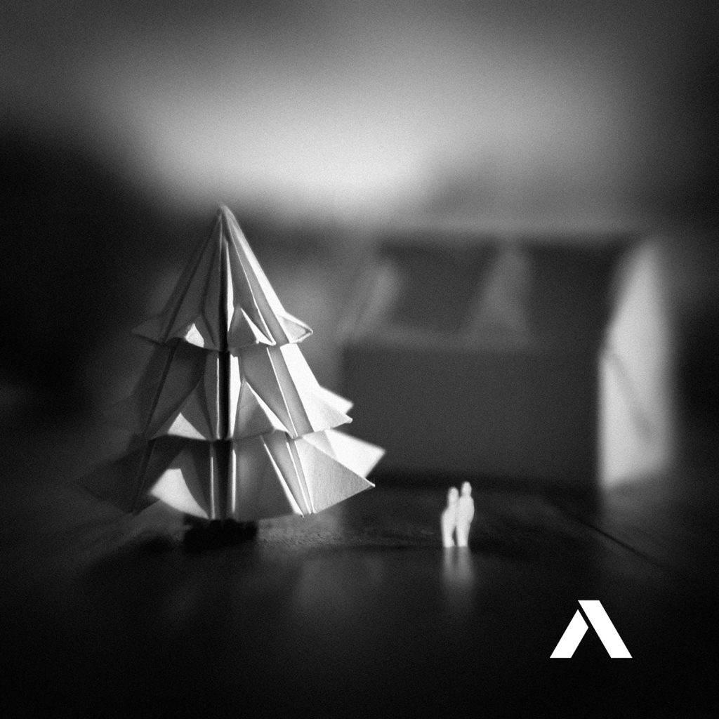 Photo of an origami tree and model