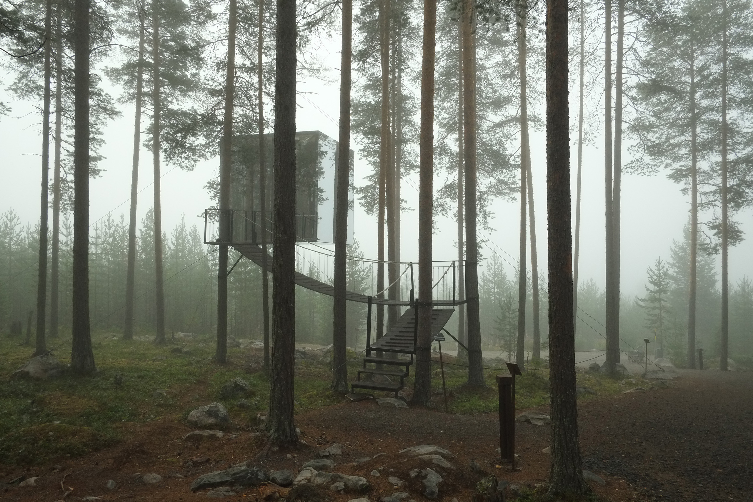 The Mirrorcube at Treehotel by Tham & Videgård Arkitekter: : "mirrorcube (treehotel)" by nicolas.boullosa is licensed under CC BY 2.0. To view a copy of this license, visit https://creativecommons.org/licenses/by/2.0/?ref=openverse
