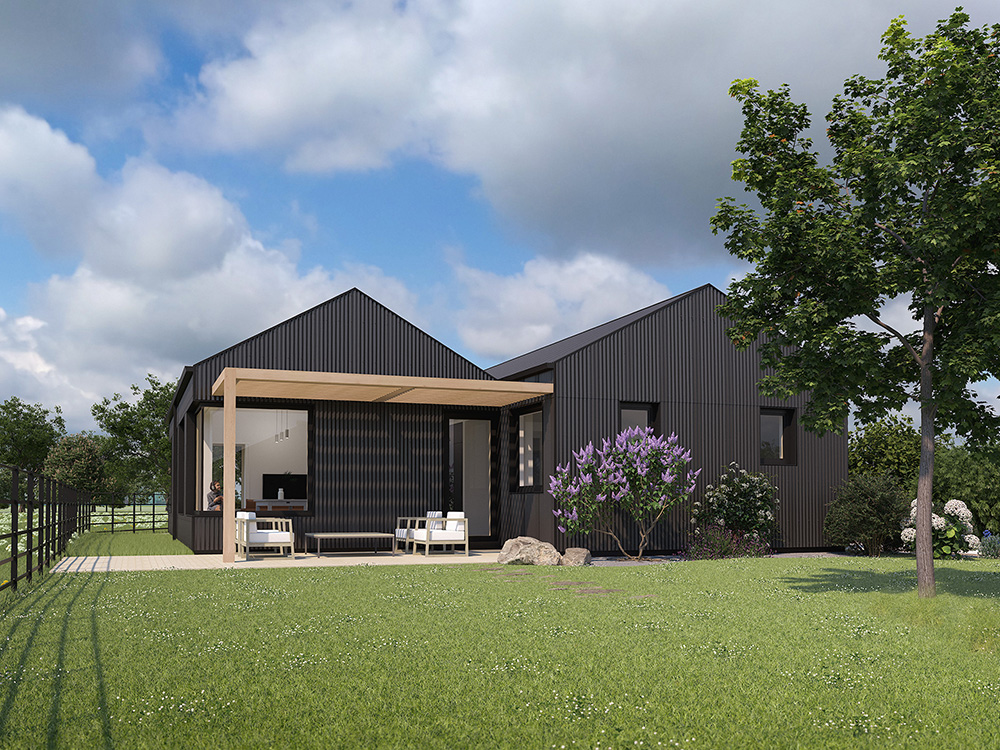 A view of the south corner of Firs Field, with proposed pergola shading element